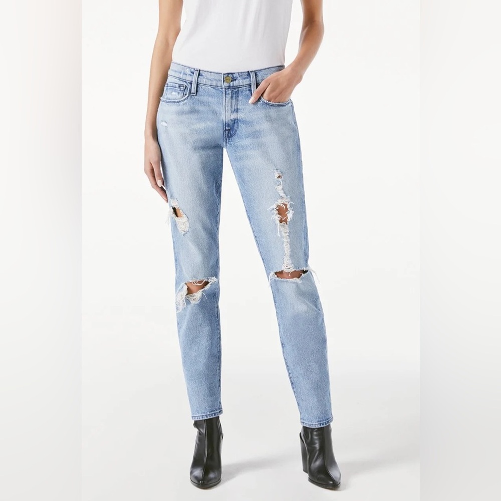 FRAME Le Garcon jeans with Rips & Holes in Beldon Size 28 Stretch distressed EUC